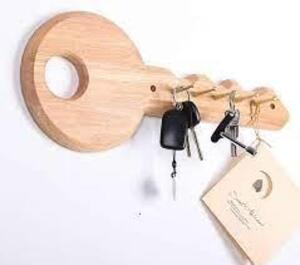 DESCRIPTION: (3) WOODEN KEY SHAPED KEY HOLDER RETAIL$: $23.00 EA QTY: 3