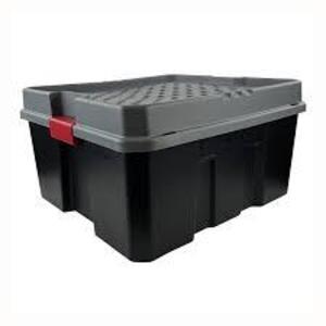 DESCRIPTION: (1) HEAVY DUTY STORAGE TOTE BRAND/MODEL: HYPER TOUGH SIZE: 21 GALLON RETAIL$: $25.78 EA QTY: 1