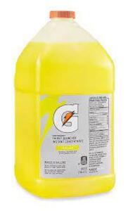 DESCRIPTION: (1) SPORTS DRINK MIX LIQUID BRAND/MODEL: GATORADE #3AW92 INFORMATION: LEMON LIME SIZE: 1 GALLON RETAIL$: $17.17 EA QTY: 1