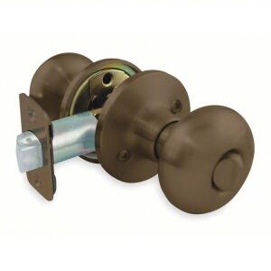 DESCRIPTION: (3) FLAT BALL DOOR KNOB BRAND/MODEL: PRODUCT NUMBER #1TPV9 INFORMATION: OIL RUBBED BRONZE SIZE: 4 WAY ADJUSTABLE RETAIL$: $37.04 EA QTY: