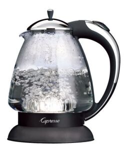 DESCRIPTION: (1) GLASS ELECTRIC KETTLE BRAND/MODEL: CAPRESSO INFORMATION: GLASS, CLEAR RETAIL$: $75.0 EA QTY: 1