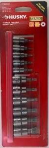 DESCRIPTION: (1) TORX BIT SOCKET SET BRAND/MODEL: HUSKY #637027 INFORMATION: BLACK SIZE: 11 PIECE RETAIL$: $17.00 EA QTY: 1