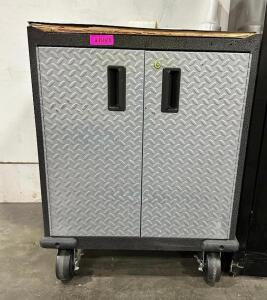 METAL STORAGE CABINET ON WHEELS