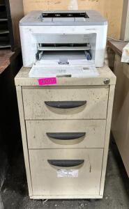 HP PRINTER W/ FILE CABINET