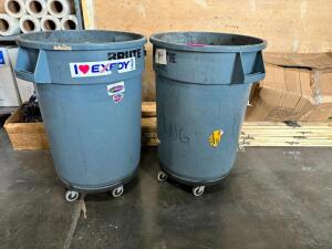 (2)- TRASH CANS ON WHEELS