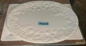 (2) WHITE CERAMIC SERVING TRAYS