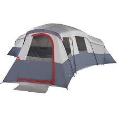 DESCRIPTION: (1) CABIN TENT BRAND/MODEL: OZARK TRAIL INFORMATION: GRAY SIZE: 4 ROOM, 20-PERSON RETAIL$: $379.00 EA QTY: 1