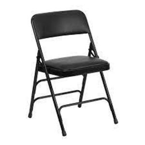 DESCRIPTION: (1) FOLDING CHAIR INFORMATION: BLACK METAL RETAIL$: $25.99 EA QTY: 1