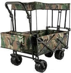 DESCRIPTION: (1) COLLAPSIBLE FOLDING WAGON WITH CANOPY BRAND/MODEL: HAPPBUY INFORMATION: CAMOUFLAGE SIZE: EXTRA LARGE RETAIL$: $350.00 EA QTY: 1