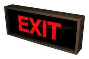 DESCRIPTION: (2) EXIT SIGNS BRAND/MODEL: SIGNAL TECH #PHX718R-190 INFORMATION: BLACK SIZE: 7" H X 18" W X 2.25"D RETAIL$: $422.24 EA QTY: 2