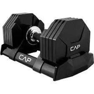 DESCRIPTION: (1) ADJUSTABLE DUMBBELL BRAND/MODEL: CAP INFORMATION: BLACK SIZE: 25 LBS RETAIL$: $149.99 EA QTY: 1