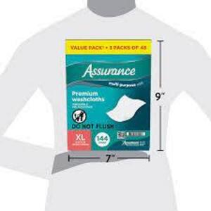 DESCRIPTION: (2) BOXES OF (144) DISPOSABLE PREMIUM WASHCLOTHS BRAND/MODEL: ASSURANCE SIZE: XL - 12" X 8" RETAIL$: $14.50 EA QTY: 2