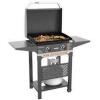 DESCRIPTION: (1) GRIDDLE WITH HOOD AND COUNTER HEIGHT SHELVES BRAND/MODEL: BLACKSTONE SIZE: 22" RETAIL$: $299.99 EA QTY: 1