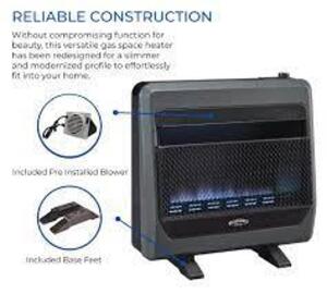 DESCRIPTION: (1) VENT-FREE BLUE FLAME HEATER BRAND/MODEL: BLUEGRASS #B30TNB-BB INFORMATION: NATURAL GAS RETAIL$: $254.99 EA QTY: 1