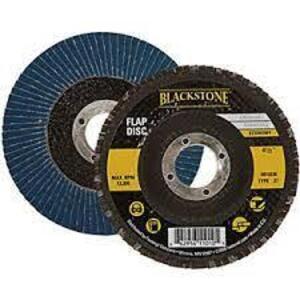 DESCRIPTION: (2) CASES OF (5) FLAP DISCS BRAND/MODEL: BLACKSTONE INFORMATION: 80 GRIT SIZE: 4 1/2" X 5/8" -11 QTY: 2