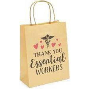 DESCRIPTION: (2) BUNDLES OF PARTY BAGS BRAND/MODEL: BLUE PANDA INFORMATION: "THANK YOU ESSENTIAL WORKERS" RETAIL$: $18.99 PER BUNDLE QTY: 2