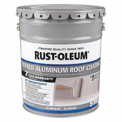 DESCRIPTION: (1) ALUMINUM ROOF COATING BRAND/MODEL: RUST-OLEUM #55ER55 INFORMATION: LIGHT GRAY RETAIL$: $98.48 SIZE: 5 GALLON QTY: 1