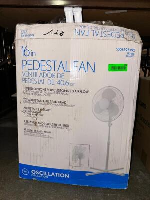 WHITE PEDESTAL FAN