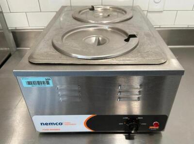 NEMCO SINGLE WELL ELECTRIC WARMER W/ LIDS AND COVER.