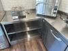 22' X 6' X 30" WIDE " L " SHAPED HEAVY GUAGE STAINLESS COUNTER W/ DROP IN JOHN BOOS SINK, SINGLE WELL SINK WITH SPRAYER, AND UNDER COUNTER STORAGE - 2