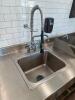 22' X 6' X 30" WIDE " L " SHAPED HEAVY GUAGE STAINLESS COUNTER W/ DROP IN JOHN BOOS SINK, SINGLE WELL SINK WITH SPRAYER, AND UNDER COUNTER STORAGE - 5