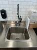 174"X 30" HEAVY GUAGE STAINLESS COUNTER W/ DROP IN JOHN BOOS SINK, SINGLE WELL SINK WITH SPRAYER, AND UNDER COUNTER STORAGE - 5