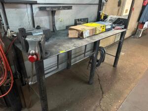 72" STEEL FABRICATION TABLE W/ 6" HEAVY DUTY MOUNTED VICE.