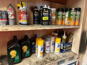 (1) LO5 OF ASSORTED SPRAYS, CLEANERS, OIL, AND LUBE.