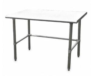 DESCRIPTION: (1) FIXED HEIGHT WORK TABLE BRAND/MODEL: GRAINGER/4UEJ3 INFORMATION: STAINLESS STEEL/LOAD CAPACITY: 600 LBS RETAIL$: $547.60 SIZE: 30"D X