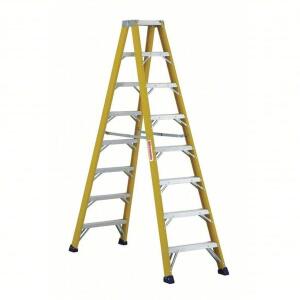 DESCRIPTION: (1) TWIN STEPLADDER BRAND/MODEL: WESTWARD #44YY16 INFORMATION: YELLOW SIZE: 8 FT LADDER HT, 7 STEPS, 375 LB, 68 1/2 IN BASE SPREAD, FIBER