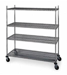 DESCRIPTION: (1) WIRE SHELVING UNIT BRAND/MODEL: METRO/4W657 INFORMATION: 4-TIER/CHROME/LOAD CAPACITY: 150 LB PER SHELF RETAIL$: $490.74 SIZE: 60" X 2