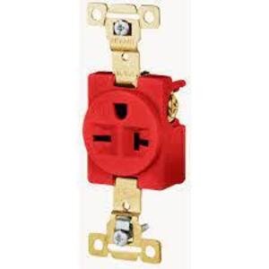 DESCRIPTION: (6) SINGLE RECEPTACLE BRAND/MODEL: BRYANT #5461 INFORMATION: RED SIZE: 2 POLES, 3 WIRES, 20A ,250 V RETAIL$: $46.70 EA QTY: 6