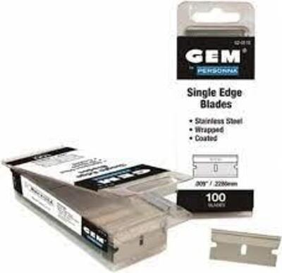 DESCRIPTION: (6) BOXES OF (100) SINGLE EDGE BLADES BRAND/MODEL: PERSONNA GEM #62-0178 INFORMATION: ALUMINUM BLACK SIZE: 3 FACET .009" RETAIL$: $21.99