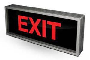 DESCRIPTION: (2) BLANK OUT EXIT SIGN BRAND/MODEL: TAPCO #108977 INFORMATION: BLACK WITH RED EXIT SIZE: 5 LBS RETAIL$: $599.00 EA QTY: 2