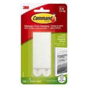 DESCRIPTION: (24) PICTURE HANGING STRIPS BRAND/MODEL: COMMAND/17206-ES INFORMATION: 4-PAIR/WHITE SIZE: .6"L X 3.88"W X 6.75"H RETAIL$: $92.16 TOTAL QT