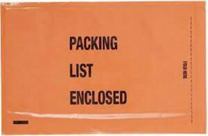 DESCRIPTION: (12) PACKAGES OF (250) PACKING LIST ENVELOPES BRAND/MODEL: PRODUCT NUMBER #29PH33 INFORMATION: ORANGE SIZE: 4 1/2 IN OUTSIDE HT, 5 1/2 IN