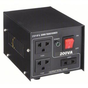 DESCRIPTION: (1) VOLTAGE CONVERTER BRAND/MODEL: PRODUCT NUMBER #30C516 INFORMATION: BLACK SIZE: 220 TO 110V AC/110 TO 220V AC, 200VA, 50/60 RETAIL$: $