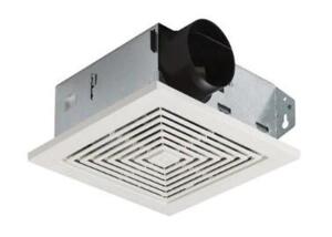 DESCRIPTION: (1) BATHROOM FAN BRAND/MODEL: BROAN/688 INFORMATION: WHITE/50 CFM/120VAC RETAIL$: $18.00 SIZE: 9"GRILLE LENGTH X 3-5/8"HOUSING HEIGHT X 7