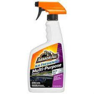 DESCRIPTION: (6) MULTI-PURPOSE CLEANER BRAND/MODEL: ARMOR ALL AIR FRESHING INFORMATION: NEW CAR SMELL SIZE: 16 FL OZ RETAIL$: $15.67 EA QTY: 6