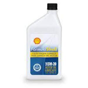 DESCRIPTION: (6) ENGINE OIL BRAND/MODEL: FORMULA SHELL SIZE: 5W-20 1 QT RETAIL$: $8.00 EA QTY: 6