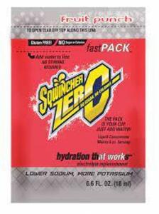 DESCRIPTION: (1) BOX OF (50) SINGLE SERVE SPORTS DRINK CONCENTRATE POWDER BRAND/MODEL: SQWINCHER FAST PACK INFORMATION: FRUIT PUNCH SIZE: .6 OZ RETAIL