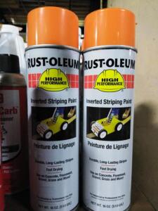 DESCRIPTION: (6) INVERTED STRIPING PAINT BRAND/MODEL: RUST-OLEUM INFORMATION: ORANGE SIZE: 18 OZ RETAIL$: $11.05 EA QTY: 6