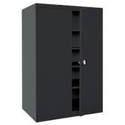 DESCRIPTION: (1) DOUBLE DOOR FLOOR STORAGE CABINET BRAND/MODEL: SANDUSKY #EA4R462472 INFORMATION: BLACK SIZE: 46X24 RETAIL$: $871.69 QTY: 1