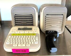 LABEL MAKER, INFRARED THERMOMETER AND (2) FANS