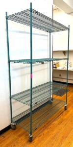 4-TIER WIRE SHELVING UNIT ON CASTERS