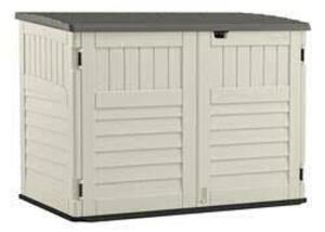 DESCRIPTION: (1) OUTDOOR STORAGE SHED, HORIZONTAL STOW-AWAY BRAND/MODEL: SUNCAST #BMS4700X INFORMATION: WHITE AND GRAY RETAIL$: $495.00 EA QTY: 1