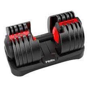 DESCRIPTION: (1) SMARTBELL, QUICK SELECT ADJUSTABLE DUMBBELL BRAND/MODEL: FITRX INFORMATION: BLACK WITH RED SIZE: 5-52.5 LBS RETAIL$: $99.00 EA QTY: 1