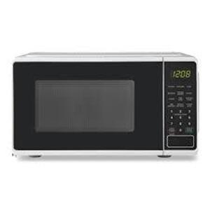 DESCRIPTION: (1) MICROWAVE BRAND/MODEL: MAINSTAYS INFORMATION: STAINLESS STEEL WITH BLACK SIZE: 0.7 CU FT RETAIL$: $55.0 EA QTY: 1