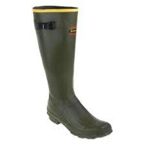 DESCRIPTION: (1) PAIR OF RUBBER WORK BOOTS BRAND/MODEL: LACROSSE #150040 INFORMATION: GREEN SIZE: 18" GRANGE, US 10 MENS RETAIL$: $89.99 EA QTY: 1