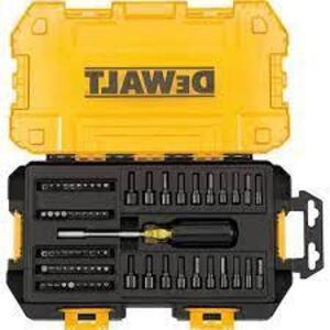 DESCRIPTION: (1) BIT AND NUT DRIVER SET BRAND/MODEL: DEWALT INFORMATION: YELLOW SIZE: 1/4" DRIVE, 70 PIECES RETAIL$: $70.29 EA QTY: 1